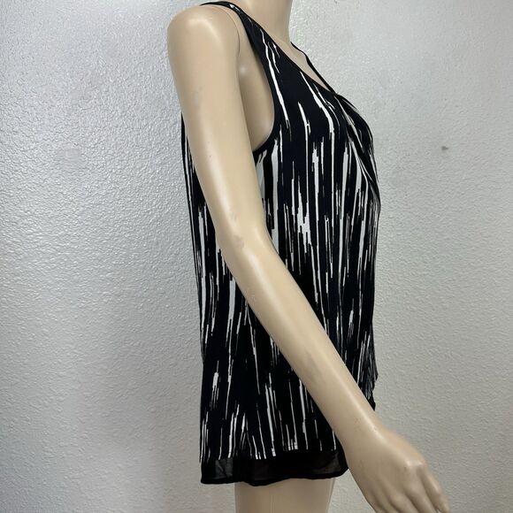 Daniel Rainn Tank Top Womens S Black White Chiffon Office Siren Capsule Staple L - Picture 4 of 6